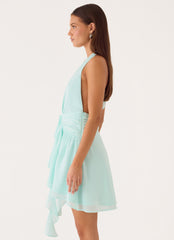 Guide You Halter Neck Mini Dress - Aqua