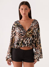 Isolde Top - Leopard Hibiscus