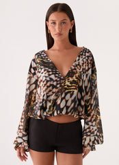 Isolde Top - Leopard Hibiscus