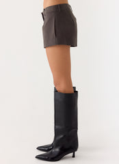 Jeremy Faux Suede Shorts - Tan Grey