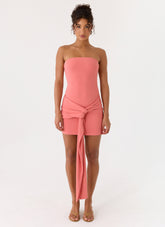 Jiliana Strapless Mini Dress - Coral