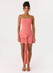 Jiliana Strapless Mini Dress - Coral
