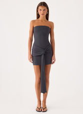Jiliana Strapless Mini Dress - Charcoal