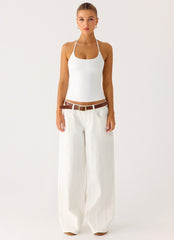 Johnny Low Rise Wide Leg Denim Jeans - White