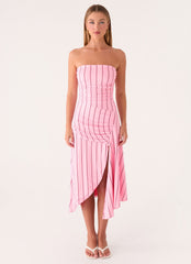 Jorvana Midi Dress - Strawberry Stripe