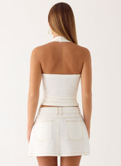 Julien Mid Rise Denim Mini Skirt - Ivory