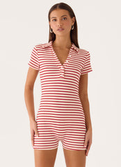 Kairah Playsuit - Red/White Stripe