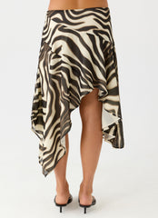 Kia Low Rise Asymmetrical Midi Skirt - Zebra