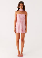 Kiesha Strapless Scarf Mini Dress - Pink