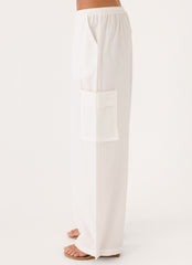 Kynzi Cargo Pants - White