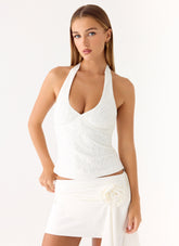 Kyre Beaded Top - White