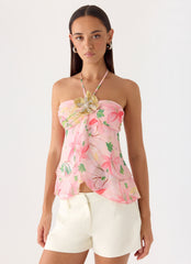 Leslie Halter Top - Blooming Spring