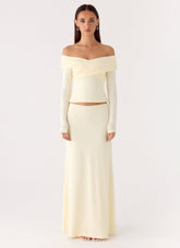 Like A Flower Maxi Skirt - Lemon Yellow