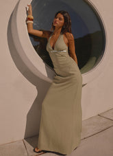 Lorela Maxi Dress - Pale Olive