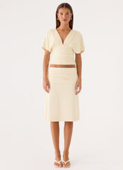 Lorelei Midi Skirt - Soft Butter Yellow