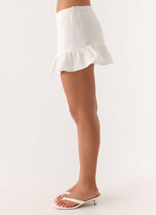 Lucie Mae Linen Mini Skirt - White