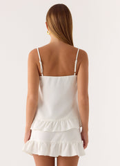 Lucie Mae Linen Mini Skirt - White