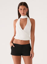 Lynna Scarf Top - White