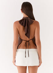 Maddox Scarf Top - Chocolate