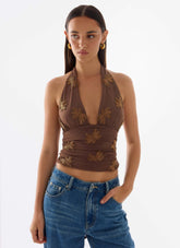 Malachi Beaded Top - Chocolate