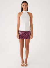 Malayah Sequin Mini Skort - Plum