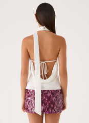 Malayah Sequin Mini Skort - Plum