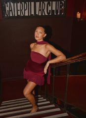Manon Scarf Mini Dress - Deep Red