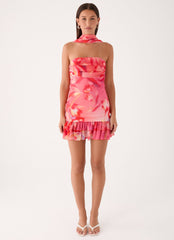 Manon Scarf Mini Dress - Sun Blushed Bloom