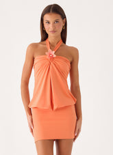 Marimae Halter Mini Dress - Apricot