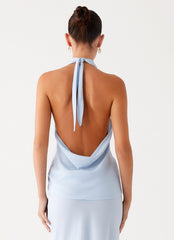 Michaella Chiffon Twist Top - Blue