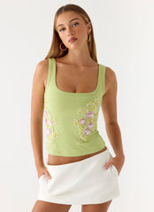 Michele Floral Top - Lime