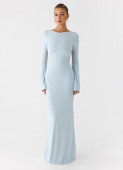 Midnight Song Long Sleeve Maxi Dress - Misty Blue