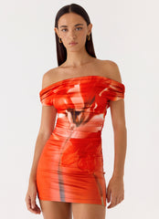 Moka Mini Dress - Fire Petal