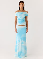 Moka Off Shoulder Top - Blooming Blue