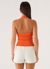 Monay Beaded Halter Top - Orange
