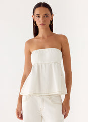 Nathan Denim Top - White