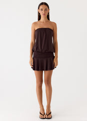 Noreen Strapless Mini Dress - Chocolate Torte