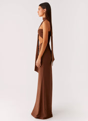 Olive Bloom Maxi Dress - Chocolate