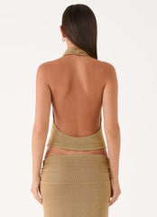 Olyssia Shimmer Embellished Top - Shimmer Gold