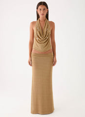 Olyssia Shimmer Maxi Skirt - Shimmer Gold