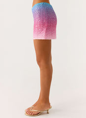 One More Time Sequin Knit Mini Skirt - Disco Ombre