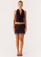 Overload Beaded Mini Skirt - Black