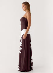 Palomar Strapless Maxi Dress - Chocolate Tropic Floral