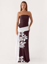 Palomar Strapless Maxi Dress - Chocolate Tropic Floral
