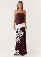 Palomar Strapless Maxi Dress - Chocolate Tropic Floral