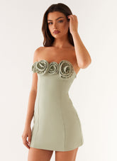 Patsie Strapless Mini Dress - Sage