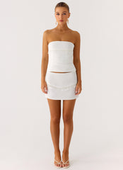 Perfect Celebrity Beaded Mini Skirt - White