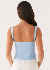 Pia Cut Out Top - Pastel Blue