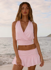 Pinki Beaded Halter Top - Pink