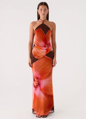 Plot Twist Maxi Skirt - Chocolate Blossom